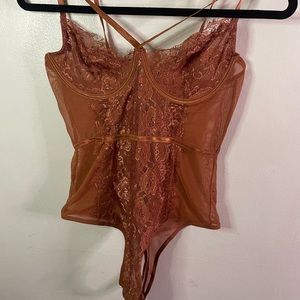 Brown tone lace bodysuit